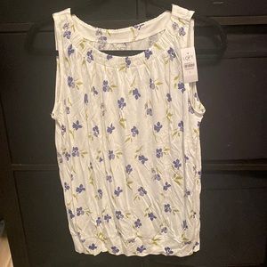LOFT outlet floral white tank blouse